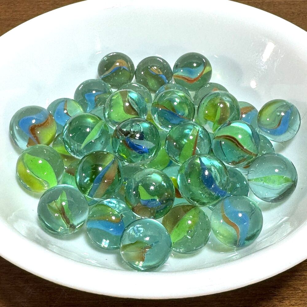 Mixed Lot of 40 Marbles Clear Swirl Cat Eye Toy Marbles